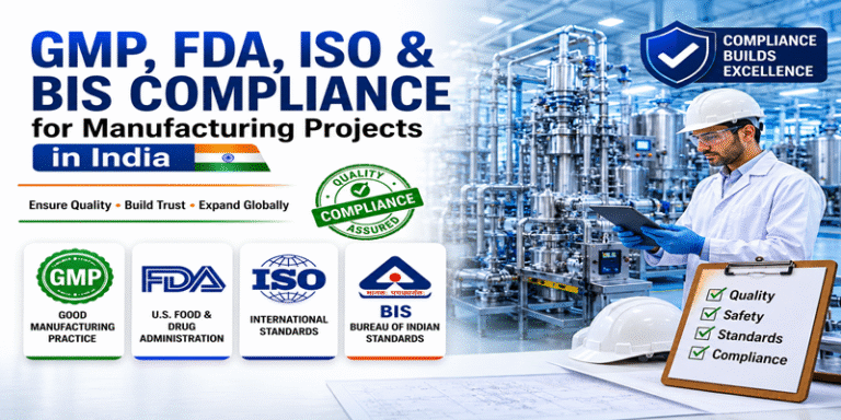 GMP, FDA, ISO, and BIS Compliance for Manufacturing Projects in India
