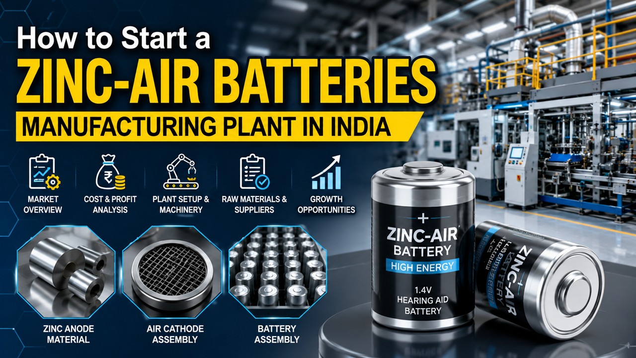 Zinc-Air Batteries Manufacturing Plant Setup in India
